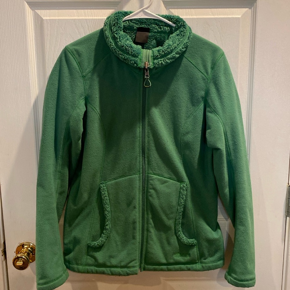 Koppen Fleece Jacket Medium Green Reversible Full Zip Collar Fluffy Soft size M